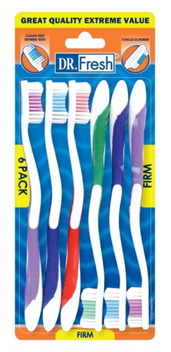 Dr. Fresh Toothbrush Firm 6 Count (6 Pieces) (22160)<br><br><br>Case Pack Info: 12 Units