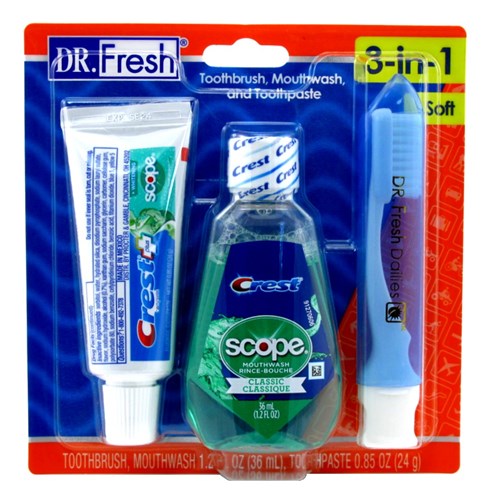 Dr. Fresh Travel Kit Tooth Brush Mouthwash & Paste Soft (22164)<br><br><br>Case Pack Info: 48 Units