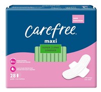 Carefree Maxi Super Long With Wings 28 Count (23365)<br><br><br>Case Pack Info: 4 Units