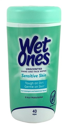 Wet Ones Hand & Face Wipes Canister Sensitive Skin 40 Ct