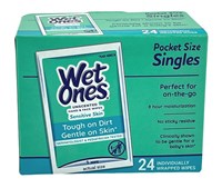 Wet Ones Hand & Face Wipes Singles Sensitive Skin 24Ct Bx