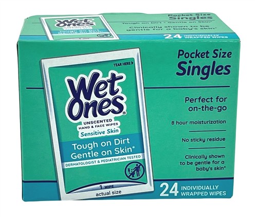Wet Ones Hand & Face Wipes Singles Sensitive Skin 24Ct Bx