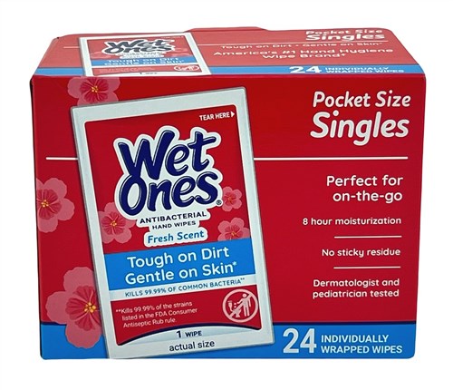 Wet Ones Hand Wipes Singles Fresh Scent 24 Count Box