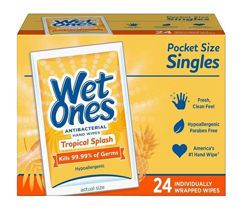 Wet Ones Hand Wipes Singles Tropical Splash 24 Count Box