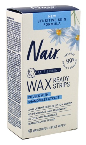 Nair Hair Remover Wax Ready Strips 40 Count Sensitive Face (24443)<br><br><span style="color:#FF0101"><b>12 or More=Unit Price $5.19</b></span style><br>Case Pack Info: 12 Units