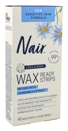 Nair Hair Remover Wax Ready Strips 40 Count Sensitive Body (24444)<br><br><span style="color:#FF0101"><b>12 or More=Unit Price $7.26</b></span style><br>Case Pack Info: 12 Units