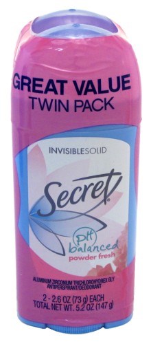 Secret Deodorant Solid 2.6oz Powder Fresh Value Twin Pack (24581)<br><br><br>Case Pack Info: 6 Units