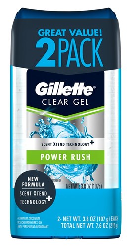 Gillette Deodorant Twin Pack Power Rush 3.8oz Clear Gel (24705)<br><br><br>Case Pack Info: 6 Units