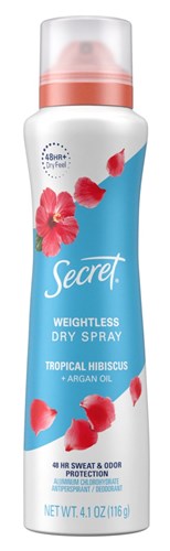 Secret Deodorant Dry Spray Tropical Hibiscus 4.1oz (24807)<br><br><br>Case Pack Info: 12 Units