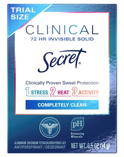 Secret Deodorant Clinical Completely Clean 0.5oz (3 Pieces) (24808)<br><br><br>Case Pack Info: 8 Units