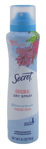 Secret Deodorant Dry Spray Original Powder Fresh 4.1oz (24811)<br><br><br>Case Pack Info: 12 Units