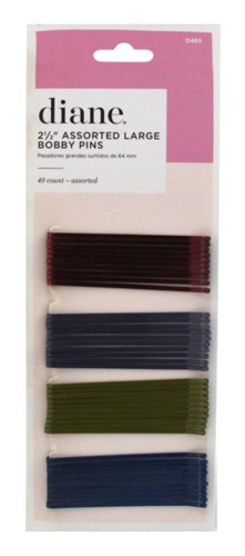 Diane Large Bobby Pins 2.5Inch Assorted Color 40 Count (12 Pieces) (26296)<br><br><br>Case Pack Info: 24 Units