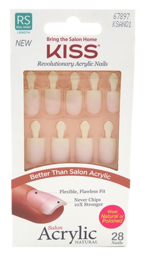 Kiss Salon Acrylic Natural 28 Count Real Short Nude (27526)<br><br><span style="color:#FF0101"><b>12 or More=Unit Price $3.66</b></span style><br>Case Pack Info: 36 Units