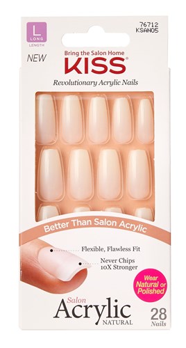 Kiss Salon Acrylic Natural 28 Count Long Length (27534)<br><br><span style="color:#FF0101"><b>12 or More=Unit Price $3.54</b></span style><br>Case Pack Info: 36 Units