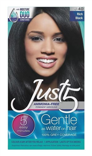 Just 5 Color Rich Black J-40 Ammonia Free Permanent (28934)<br> <span style="color:#FF0101">(ON SPECIAL 6% OFF)</span style><br><span style="color:#FF0101"><b>12 or More=Special Unit Price $6.44</b></span style><br>Case Pack Info: 12 Units