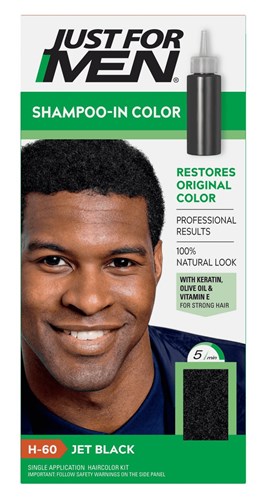 Just For Men Shampoo In #H-60 Haircolor Jet Black (28950)<br><span style="color:#FF0101">(ON SPECIAL 6% OFF)</span style><br><span style="color:#FF0101"><b>12 or More=Special Unit Price $7.24</b></span style><br>Case Pack Info: 12 Units