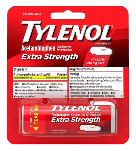 Tylenol Extra Strength 500Mg Caplet 10 Count (12 Pieces) Display (29683)<br><br><br>Case Pack Info: 12 Units