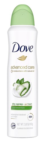 Dove Deodorant 3.8oz Dry Spray Cool Essentials Antiperspirant (30028)<br><br><br>Case Pack Info: 12 Units