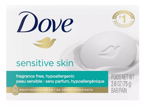 Dove Bar Soap Sensitive Skin Fragrance-Free 2.6oz (12 Pieces) (30333)<br><br><br>Case Pack Info: 3 Units