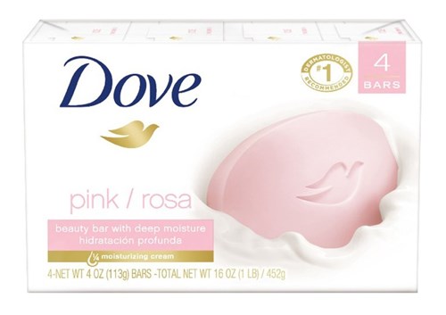 Dove Bar Soap Pink/Rosa 3.75oz 4 Count (30348)<br><br><br>Case Pack Info: 18 Units