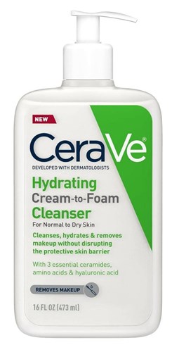 Cerave Hydrating Cleanser Cream-To-Foam Normal-Dry 16oz (31262)<br><br><br>Case Pack Info: 12 Units