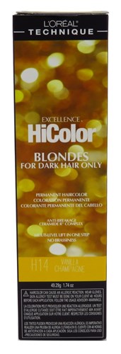 Loreal Excel Hicolor H14 Tube Vanilla Champagne 1.74oz (32016)<br> <span style="color:#FF0101">(ON SPECIAL 15% OFF)</span style><br><span style="color:#FF0101"><b>6 or More=Special Unit Price $3.39</b></span style><br>Case Pack Info: 72 Units