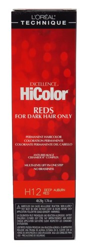 Loreal Excel Hicolor H12 Tube Deep Auburn Red 1.74oz (32170)<br> <span style="color:#FF0101">(ON SPECIAL 15% OFF)</span style><br><span style="color:#FF0101"><b>6 or More=Special Unit Price $3.39</b></span style><br>Case Pack Info: 72 Units