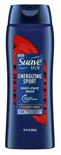 Suave Body + Face Wash Men 18oz Energizing Bergamot +Wood (34599)<br><br><br>Case Pack Info: 6 Units