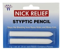 Nick Relief Styptic Pencil Twin Pack (Blister) (36220)<br><br><span style="color:#FF0101"><b>12 or More=Unit Price $1.06</b></span style><br>Case Pack Info: 96 Units