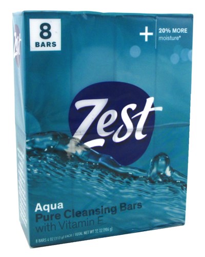 Zest Bath Bars 4oz 8 Count Aqua (37727)<br><br><span style="color:#FF0101"><b>12 or More=Unit Price $5.42</b></span style><br>Case Pack Info: 6 Units