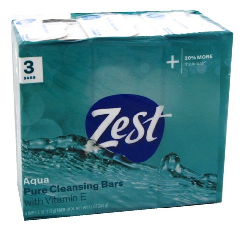 Zest Bath Bars 4oz 3 Count Aqua (37728)<br><br><span style="color:#FF0101"><b>12 or More=Unit Price $2.92</b></span style><br>Case Pack Info: 12 Units