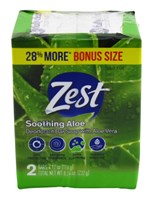 Zest Bath Bars 4.12oz 2 Count Soothing Aloe Bonus Size (37730)<br><br><span style="color:#FF0101"><b>12 or More=Unit Price $1.00</b></span style><br>Case Pack Info: 24 Units