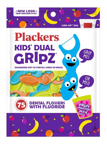 Plackers Kids Dual Gripz Dental Flossers 75 Count (39366)<br><br><span style="color:#FF0101"><b>12 or More=Unit Price $3.03</b></span style><br>Case Pack Info: 72 Units