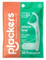Plackers Micro Line Floss Picks Fresh Mint 36 Count(6 Pieces)