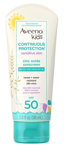 Aveeno Spf#50 Kids Sensitive Skin Zinc Oxide Sunscreen 3oz (40077)<br><br><br>Case Pack Info: 12 Units