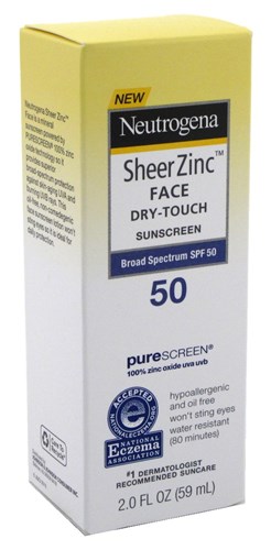 Neutrogena Sheer Zinc Spf#50 Dry Touch Face Sunscreen 2oz (40330)<br><br><br>Case Pack Info: 12 Units