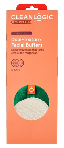 Clean Logic Bath & Body Dual Texture Facial Buffers (40345)<br><br><span style="color:#FF0101"><b>12 or More=Unit Price $3.56</b></span style><br>Case Pack Info: 48 Units