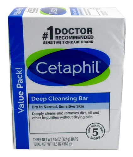 Cetaphil Deep Cleansing Bar 3 Pack 4.5oz Value Pack (41746)<br> <span style="color:#FF0101">(ON SPECIAL 6% OFF)</span style><br><span style="color:#FF0101"><b>3 or More=Special Unit Price $9.91</b></span style><br>Case Pack Info: 6 Units