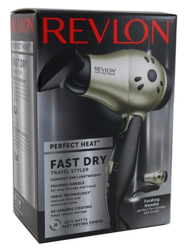 Revlon Dryer Travel Perfect Heat 1875 Watt Folding Handle (42843)<br><br><span style="color:#FF0101"><b>3 or More=Unit Price $17.86</b></span style><br>Case Pack Info: 3 Units