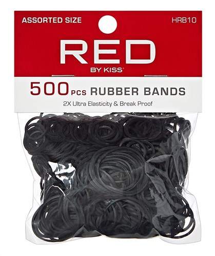 Kiss Red Rubber Bands 500 Ct Black Assorted Sizes (12 Pieces) (45399)<br><br><br>Case Pack Info: 50 Units