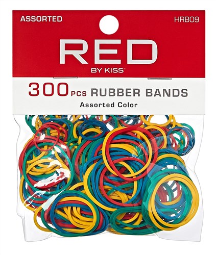 Kiss Red Rubber Bands 300 Ct Assorted Colors/Sizes (12 Pieces) (45400)<br><br><br>Case Pack Info: 50 Units