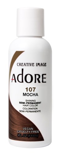 Adore Semi-Permanent Haircolor #107 Mocha 4oz (45512)<br><br><span style="color:#FF0101"><b>12 or More=Unit Price $3.28</b></span style><br>Case Pack Info: 72 Units