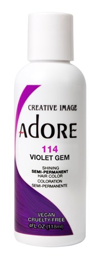 Adore Semi-Permanent Haircolor #114 Violet Gem 4oz (45517)<br><br><span style="color:#FF0101"><b>12 or More=Unit Price $3.28</b></span style><br>Case Pack Info: 72 Units