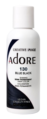 Adore Semi-Permanent Haircolor #130 Blue Black 4oz (45523)<br><br><span style="color:#FF0101"><b>12 or More=Unit Price $3.28</b></span style><br>Case Pack Info: 72 Units