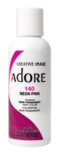 Adore Semi-Permanent Haircolor #140 Neon Pink 4oz (45524)<br><br><span style="color:#FF0101"><b>6 or More=Unit Price $3.52</b></span style><br>Case Pack Info: 72 Units
