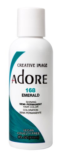 Adore Semi-Permanent Haircolor #168 Emerald 4oz (45530)<br><br><span style="color:#FF0101"><b>12 or More=Unit Price $3.28</b></span style><br>Case Pack Info: 72 Units