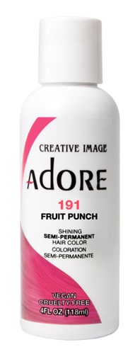 Adore Semi-Permanent Haircolor #191 Fruit Punch 4oz (45535)<br><br><span style="color:#FF0101"><b>12 or More=Unit Price $3.28</b></span style><br>Case Pack Info: 72 Units