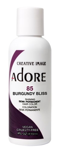 Adore Semi-Permanent Haircolor #085 Burgundy Bliss 4oz (45547)<br><br><span style="color:#FF0101"><b>12 or More=Unit Price $3.28</b></span style><br>Case Pack Info: 72 Units