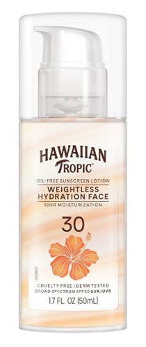 Hawaiian Tropic Spf#30 Face Weightless Hydration 1.7oz (46491)<br><br><span style="color:#FF0101"><b>12 or More=Unit Price $8.92</b></span style><br>Case Pack Info: 12 Units
