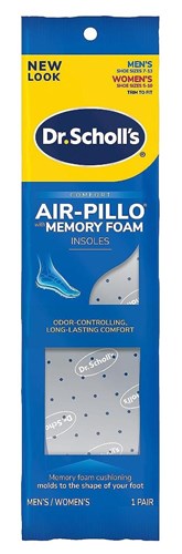 Dr. Scholls Air-Pillo Memory Foam Insoles (M 7-13/W 5-10) (47165)<br><br><br>Case Pack Info: 42 Units